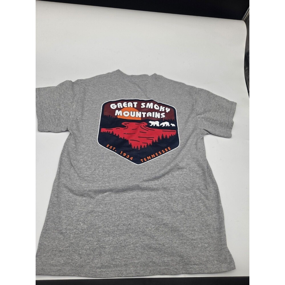 Great Smoky Mountains Gray 2 Sided Shirt Size M Medium Graphic Print Bears - Picture 3 of 15